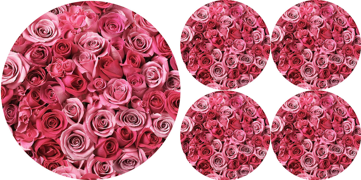 Bertoni Home Unisex's 1+4 Round Table Pads Set Valentine Roses