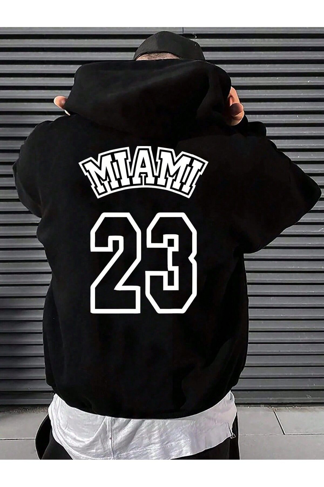 Know Unisex Black Miami 23 Printed Hoodie Sweatshirt.