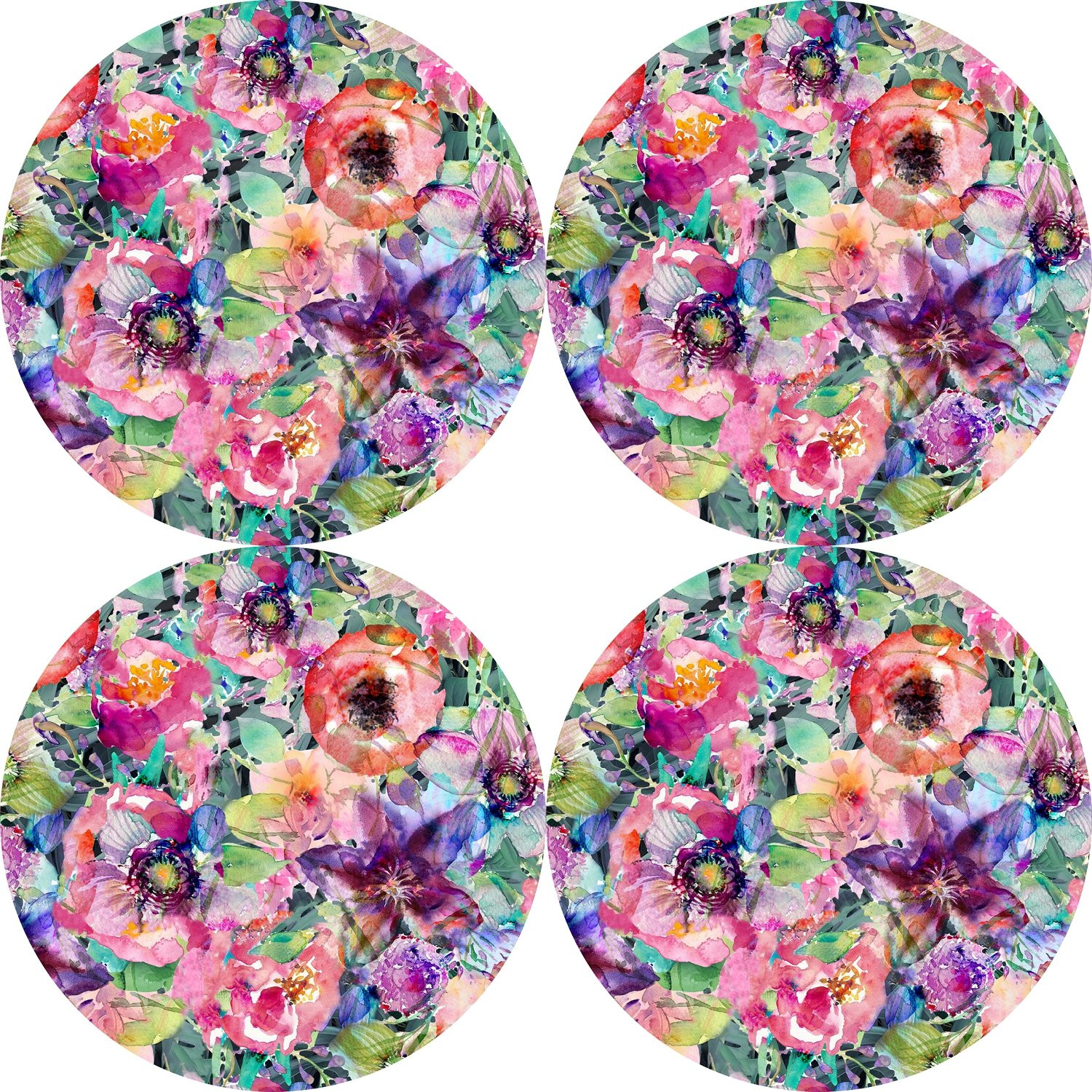 Bertoni Home Unisex's 4 Round Table Pads Set Flora