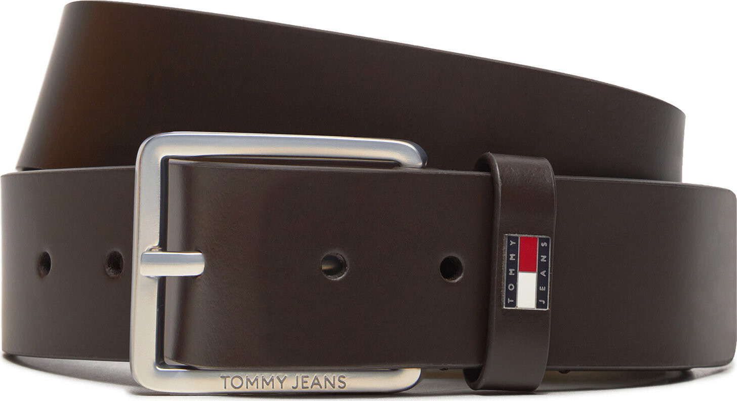 Pánský pásek Tommy Jeans Tjm Flag Leather 4.0 AM0AM12420 Hnědá