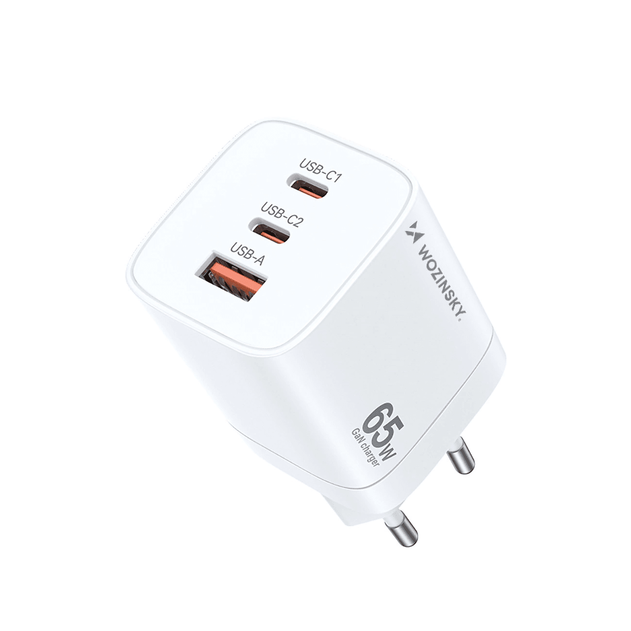 GaN Wozinsky CGWCW 65W síťová nabíječka USB-A / 2 x USB-C - bílá