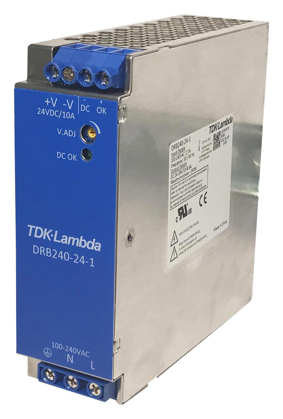Tdk-Lambda Drb240-24-1 Power Supply, Ac-Dc, 1 O/p, 24V, 10A