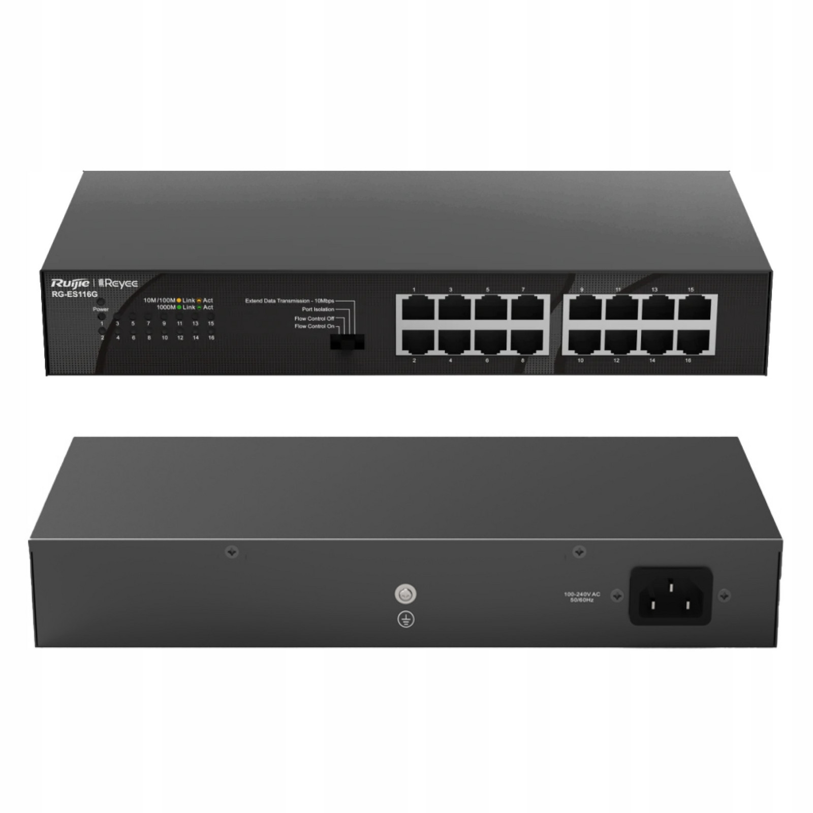 Reyee RG-ES116G Switch NESPRAVOVATELNÝ,16PORT, Rack/desktop,gigabit Ethernet