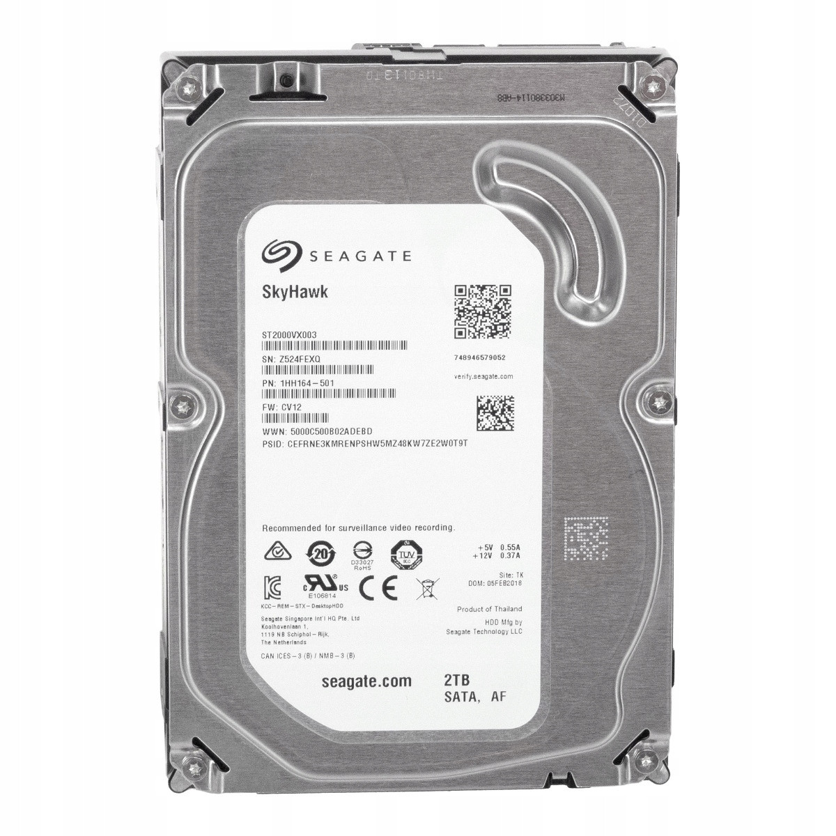 Seagate SkyHawk 2TB 5,9K 64MB Sata III 3,5'' ST2000VX003