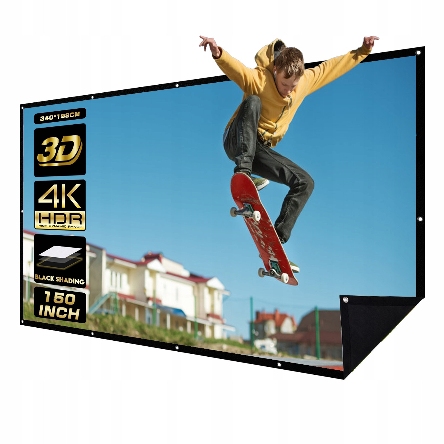 Ekran Projekcyjny 150'' 16:9 Przenośny 340×198 cm