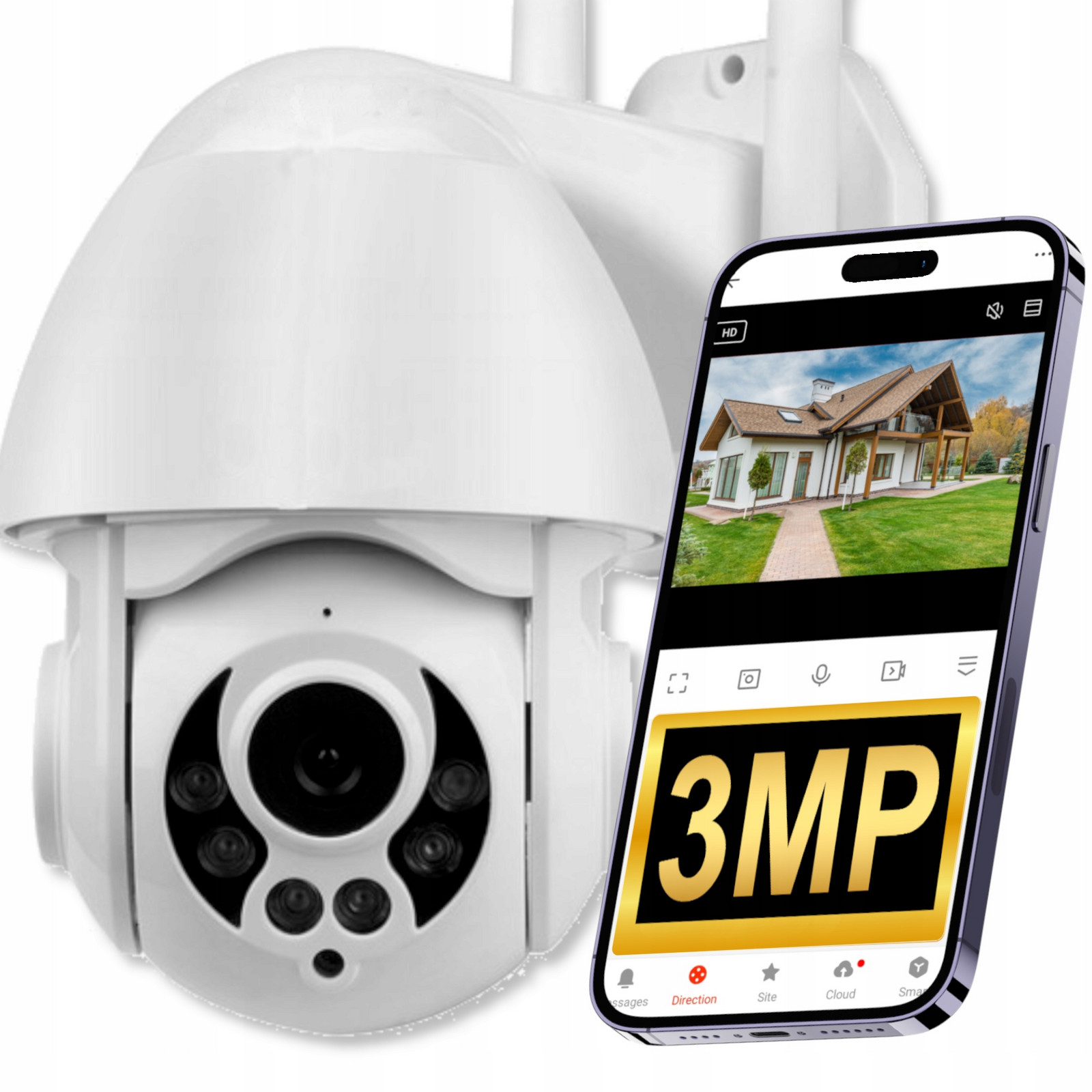 Wifi kamera Venkovní Smart 3MPx Otočná Polsko Aplikace Sledování pohybu