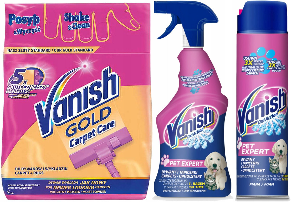 Vanish Prášek Spray Pěna Praní koberců Sada