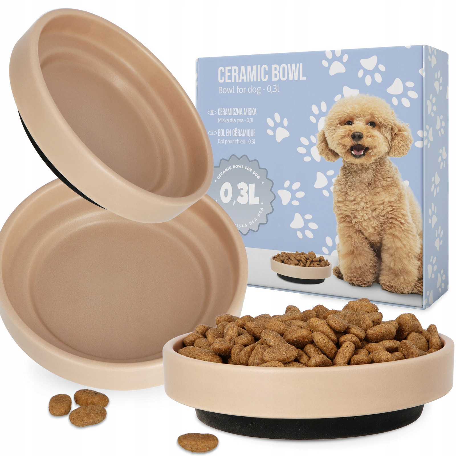 2x Miska Psa Štěňat 0,3 l Keramická miska Kočky Králíka Mělká Nízká