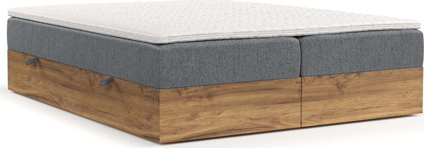 Boxspring postel s úložným prostorem v šedo-přírodní barvě 180x200 cm Faro – Maison de Rêve