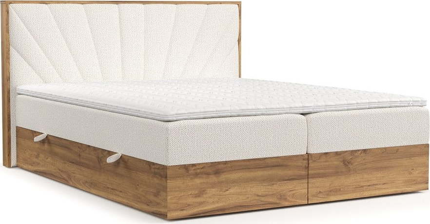 Boxspring postel s úložným prostorem v krémovo-přírodní barvě 140x200 cm Asahi – Maison de Rêve