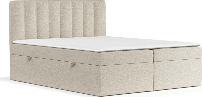 Béžová boxspring postel s úložným prostorem 180x200 cm Novento – Maison de Rêve