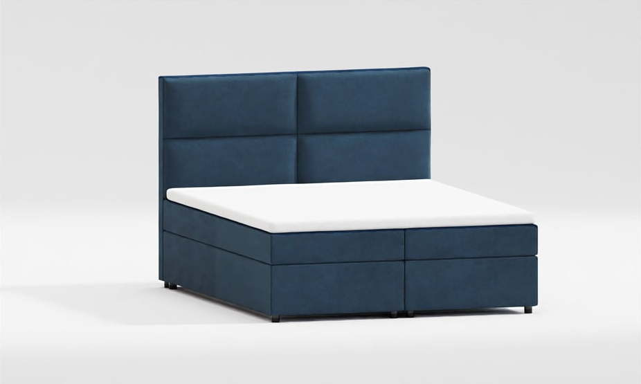 Tmavě modrá boxspring postel s úložným prostorem 180x200 cm – Ropez