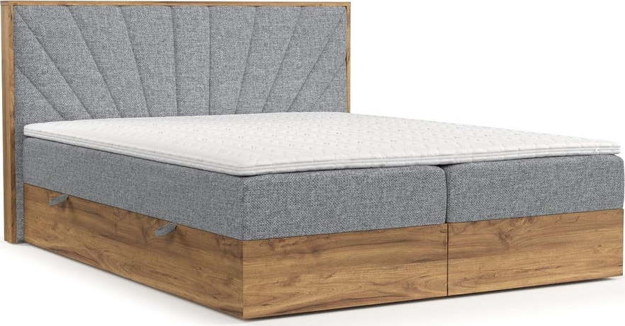 Boxspring postel s úložným prostorem v šedo-přírodní barvě 160x200 cm Asahi – Maison de Rêve