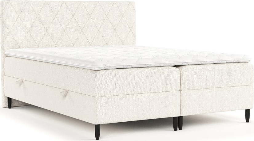 Krémová boxspring postel s úložným prostorem 160x200 cm Gwen – Maison de Rêve