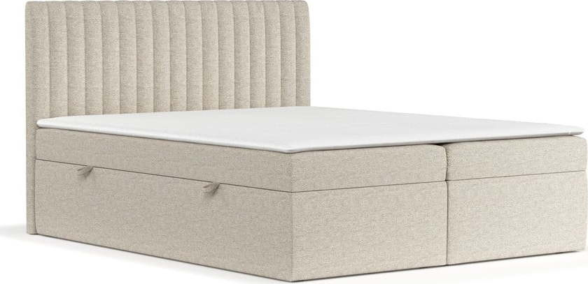 Béžová boxspring postel s úložným prostorem 180x200 cm Spencer – Maison de Rêve