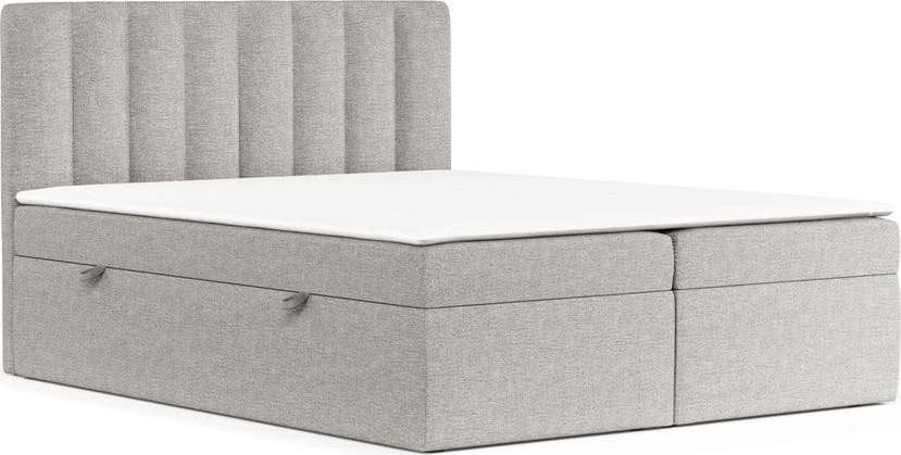 Světle šedá boxspring postel s úložným prostorem 180x200 cm Novento – Maison de Rêve