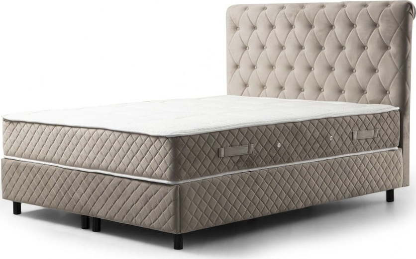 Béžová boxspring postel s úložným prostorem 160x200 cm Sonata – Kalune Design