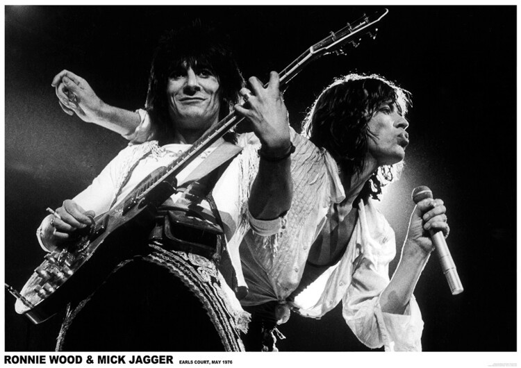 ARTIFICIAL POSTERS Plakát, Obraz - Mick Jagger and Ronnie Wood - Earls Court May 1976, (84.1 x 59.4 cm)