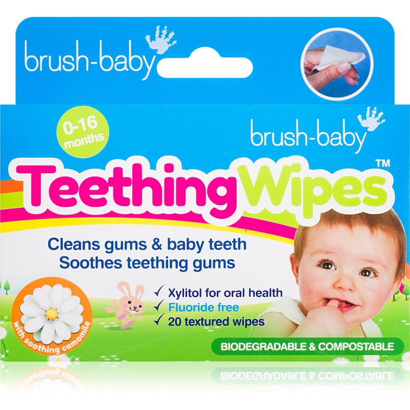 Brush Baby Applemint ubrousky na zuby pro děti 20 ks