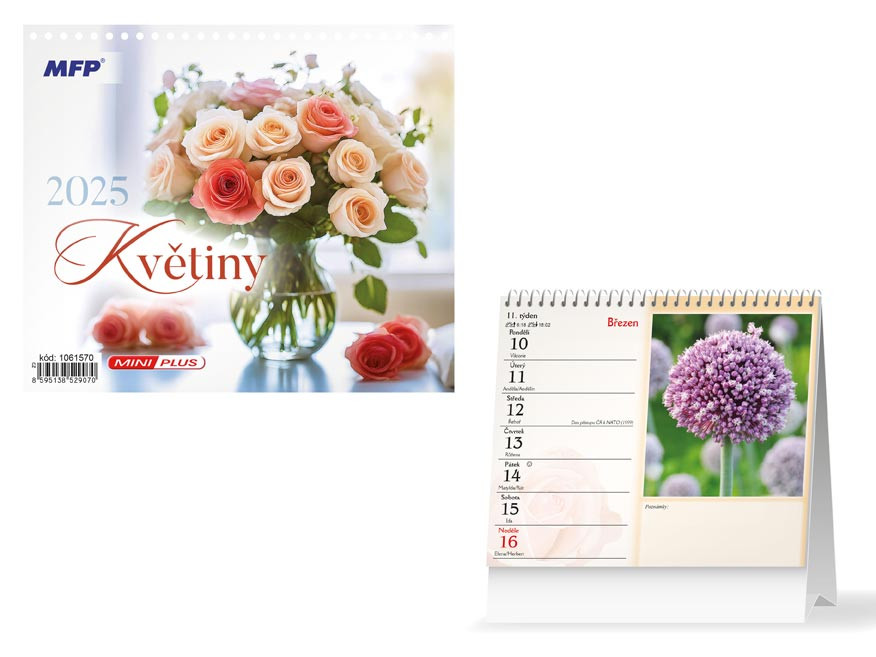 MFP 1061570 Kalendář 2025 stolní mini Květiny