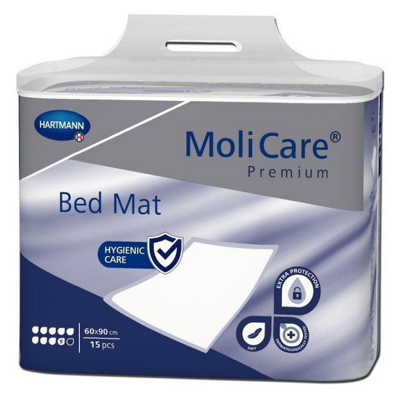 MOLICARE Bed Mat Inkontinenční podložka 9 kapek 60 x 90 cm 15 kusů, poškozený obal
