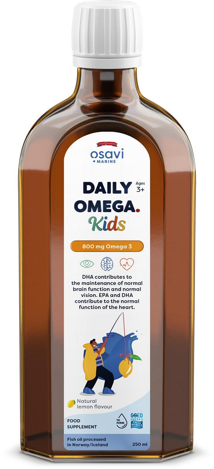 Osavi Daily Omega Kids, omega 3, 800 mg, citronová příchuť, 250 ml