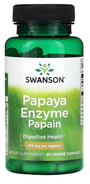 Swanson Papaya Enzyme Papain, papain, trávení bílkovin, 100 mg, 90 kapslí