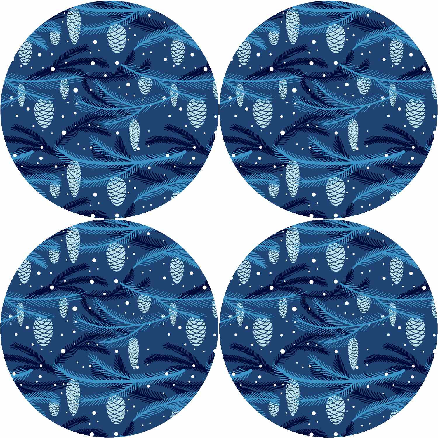 Bertoni Home Unisex's 4 Round Table Pads Set Cone Navy Blue