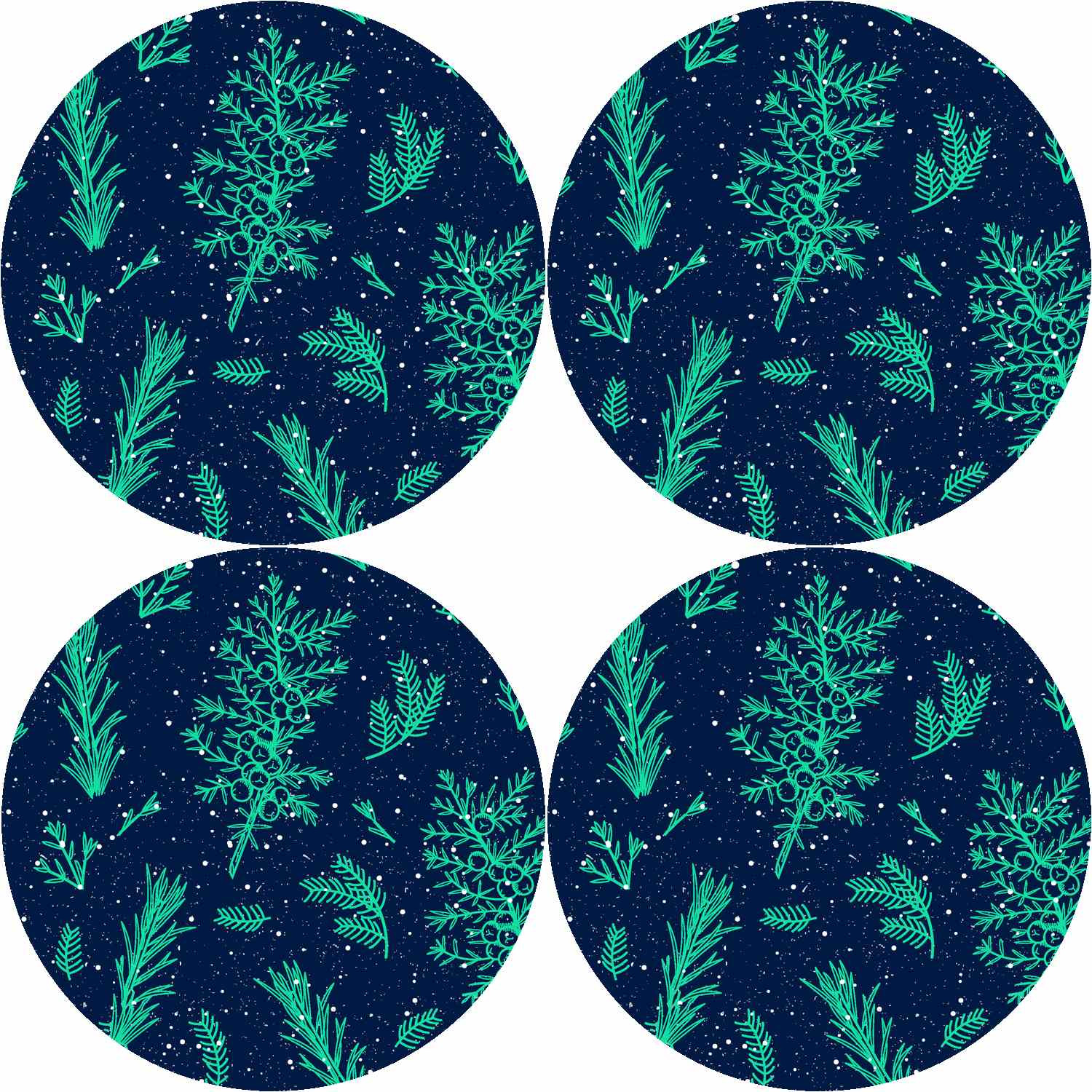 Bertoni Home Unisex's 4 Round Table Pads Set Juniper Navy Blue/Green