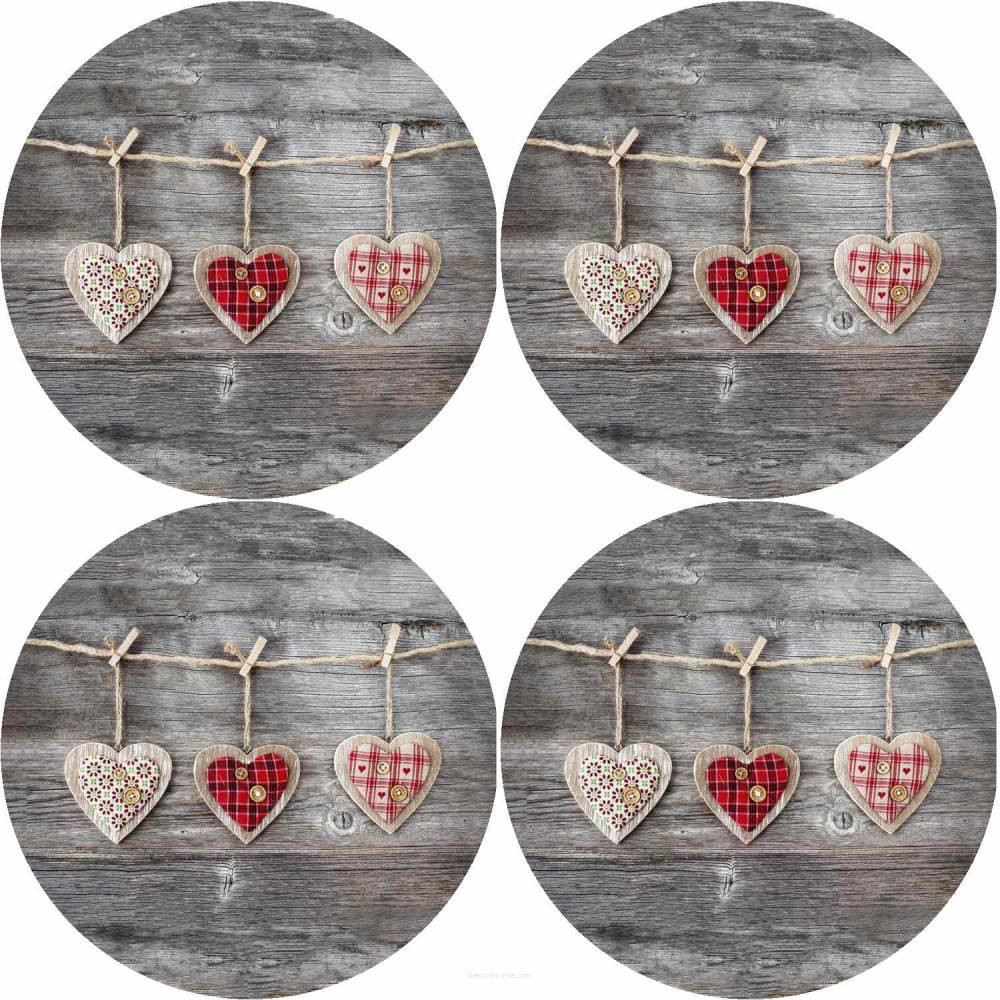 Bertoni Home Unisex's 4 Thick Round Table Pads Set Hearts