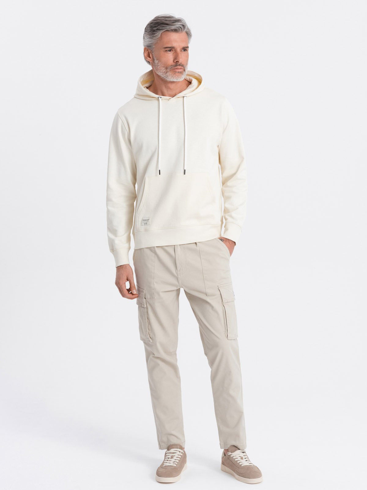 Ombre Men's kangaroo hooded sweatshirt - cream