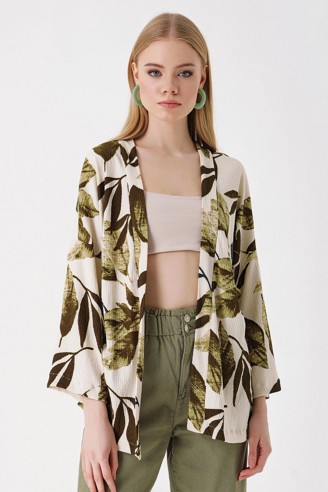 Bigdart 5862 Knitted Kimono - Khaki