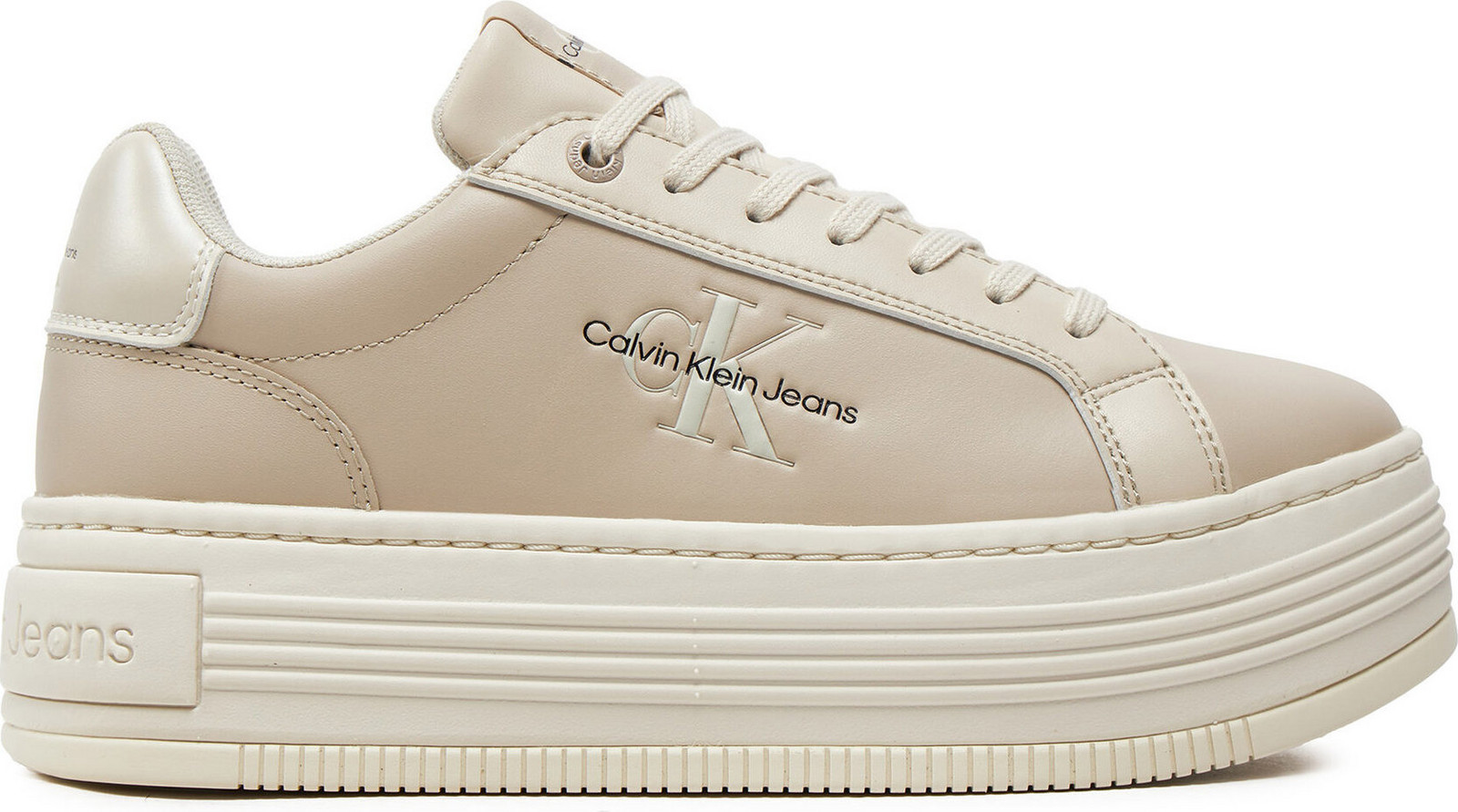 Sneakersy Calvin Klein Jeans Bold Platf Low Lace Lth Ml Mtl YW0YW01516 Béžová