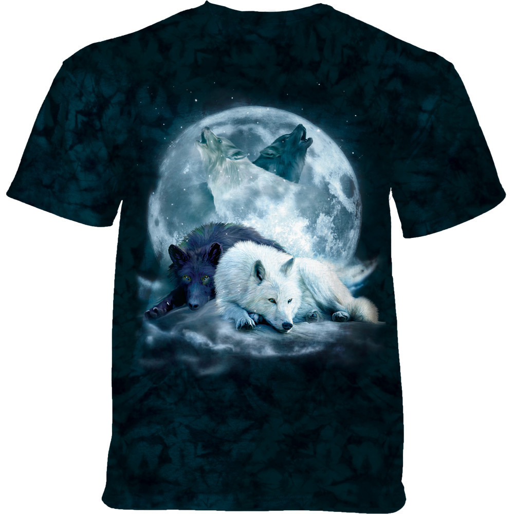 Pánske batikované tričko The Mountain - Yin Yang Wolf Mates - modrá Velikost: S