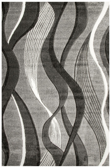 Koberec Amelia B178B šedý / černý, stuhy / vlny