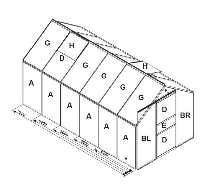 náhradní prosklení pro skleník VITAVIA VENUS 3800 PC 4 mm LG3060