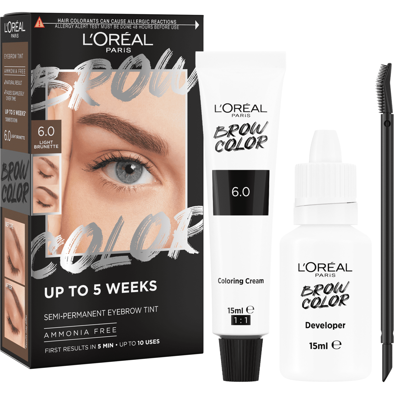 L'Oréal Paris Brow Color 6.0 Light Brunette semi-permanentní barva na obočí