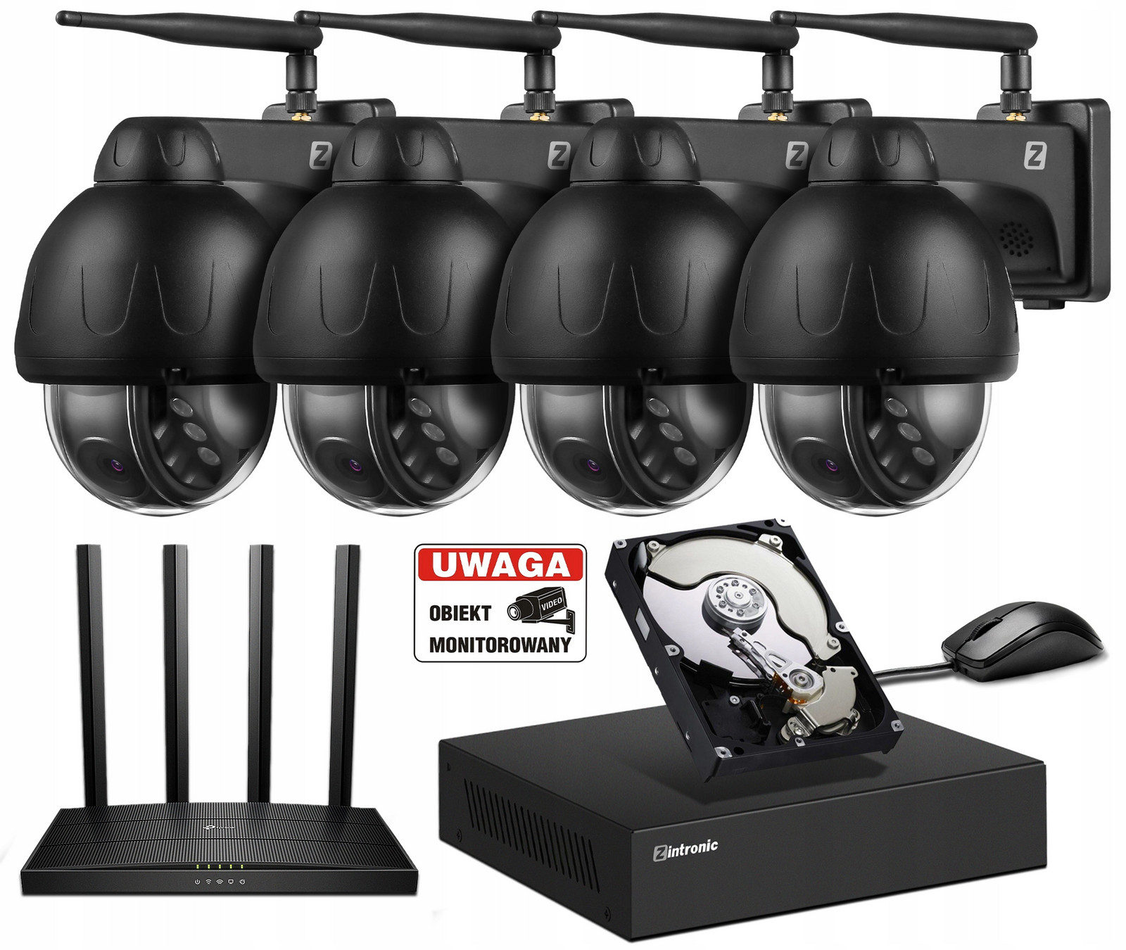 WiFi Monitorovací sada 4 Kamery Otočné 5MP 5MPx Audio , Černá