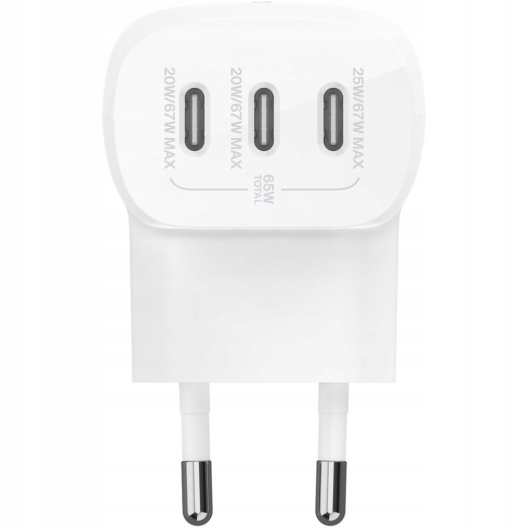 Nabíječka do sítě Belkin, 3 porty Usb-c Pd 3.1, Pps, 3.25A, 67W, úhlová