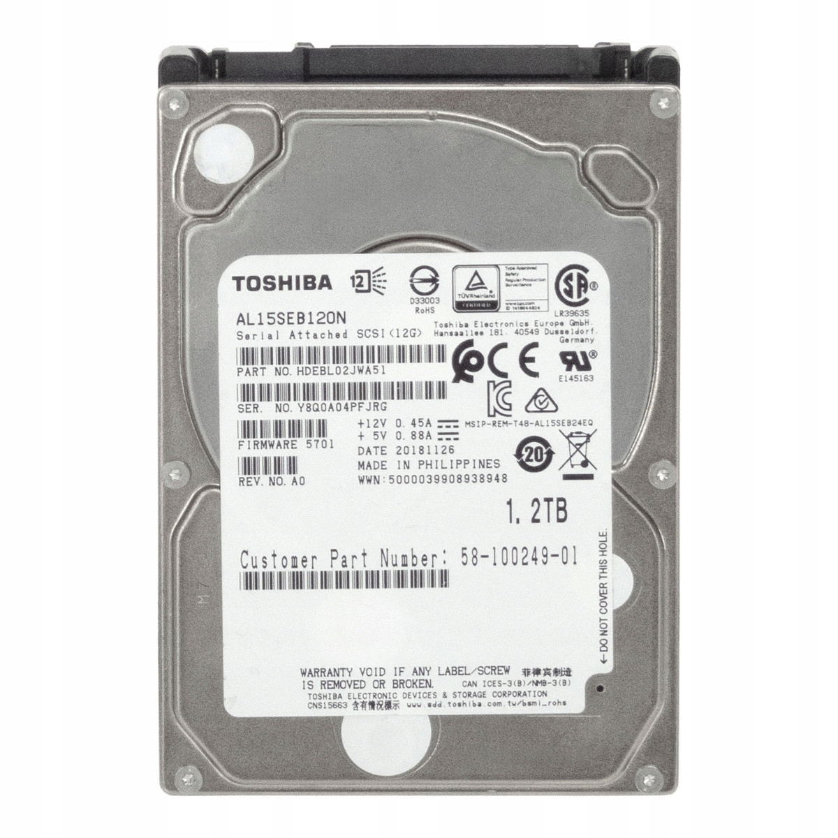 Cisco 58-100249-01 1,2TB 10K 128MB SAS-3 2,5'' AL15SEB120N