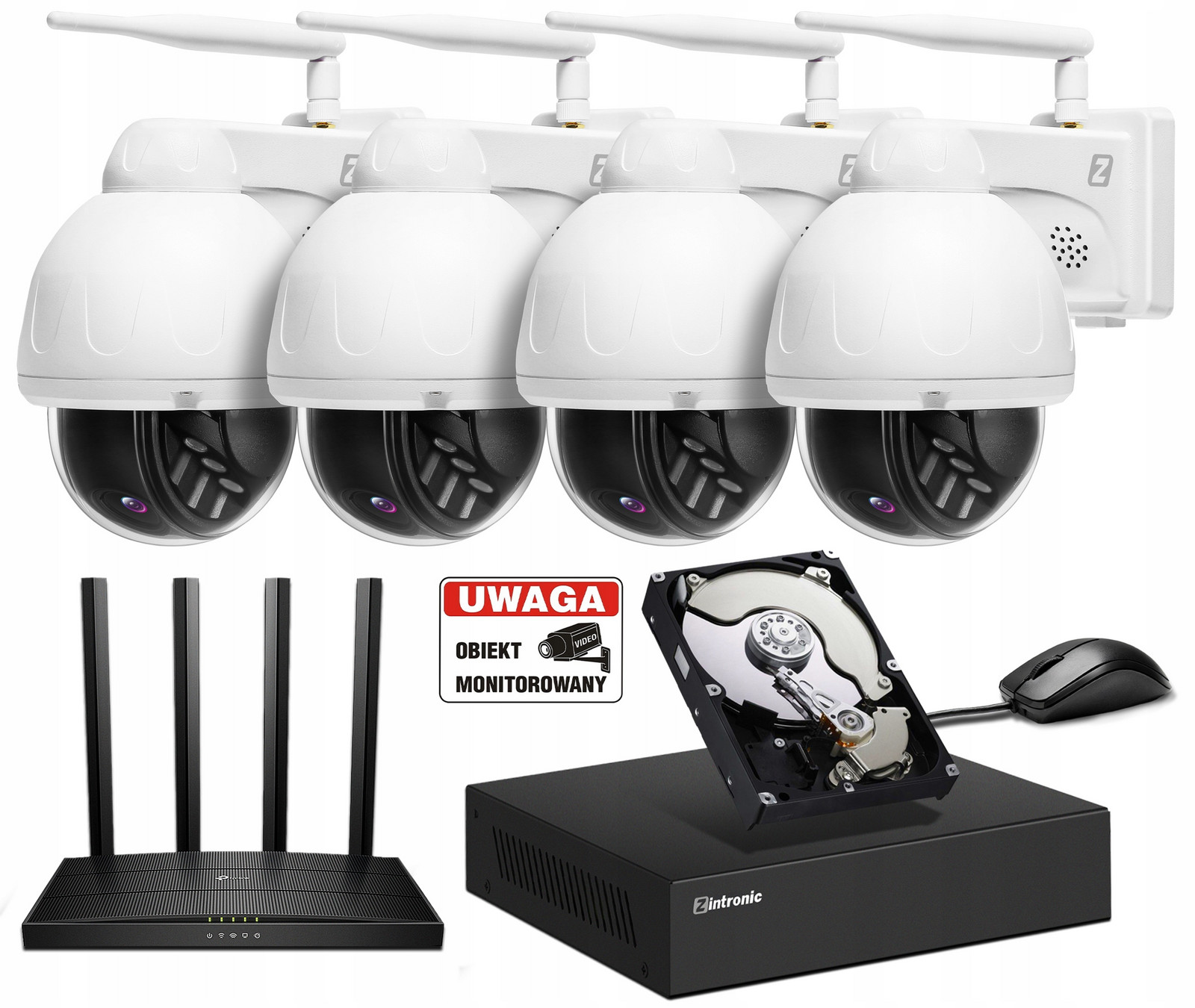 WiFi Monitorovací set 4 Kamery Otočné 5MPx Audio , Detekce Osob
