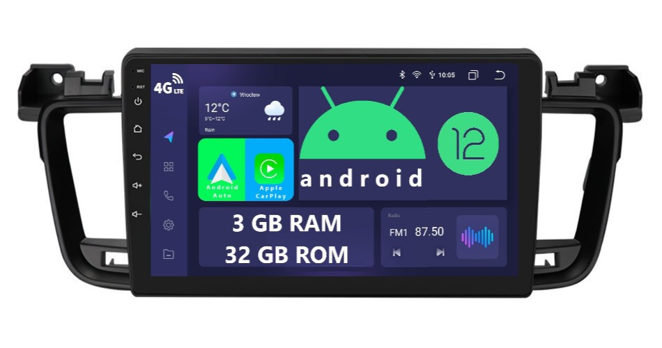 Rádio 2DIN Navigace Android Peugeot 508 Dsp Carplay 3/32 Gb Lte