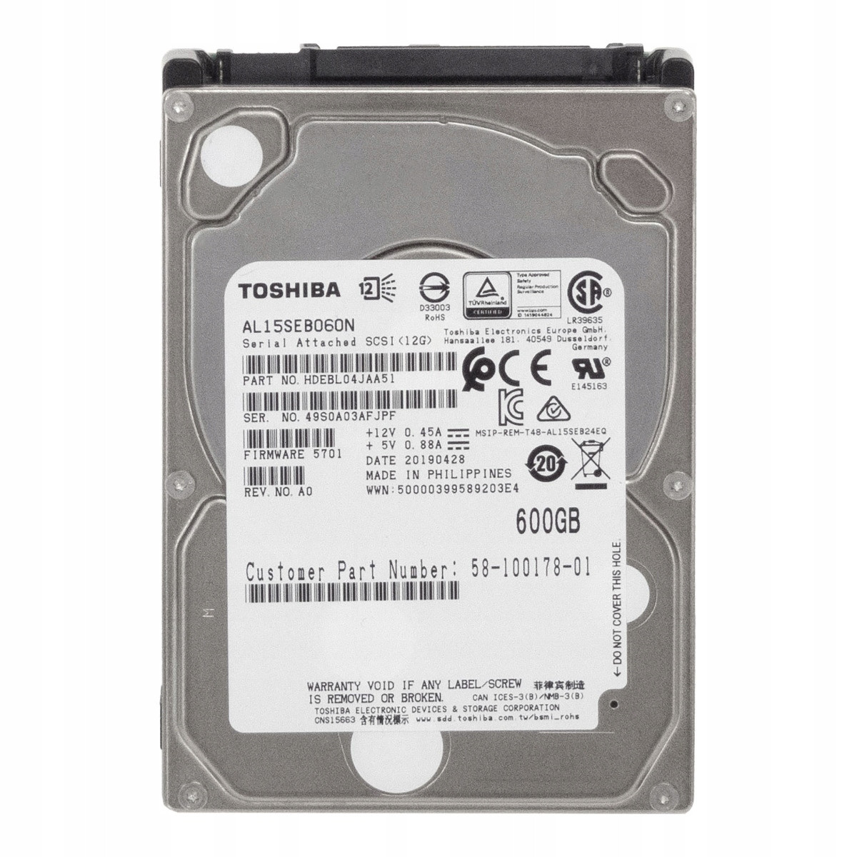 Cisco 58-100178-01 600GB 10K 64MB SAS-3 2.5'' AL15SEB060NY