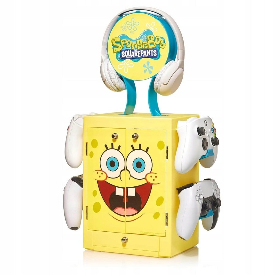 Spongebob PS5 Xbox Nintendo Logo Stojan 4 Pady Hry Headset Locker