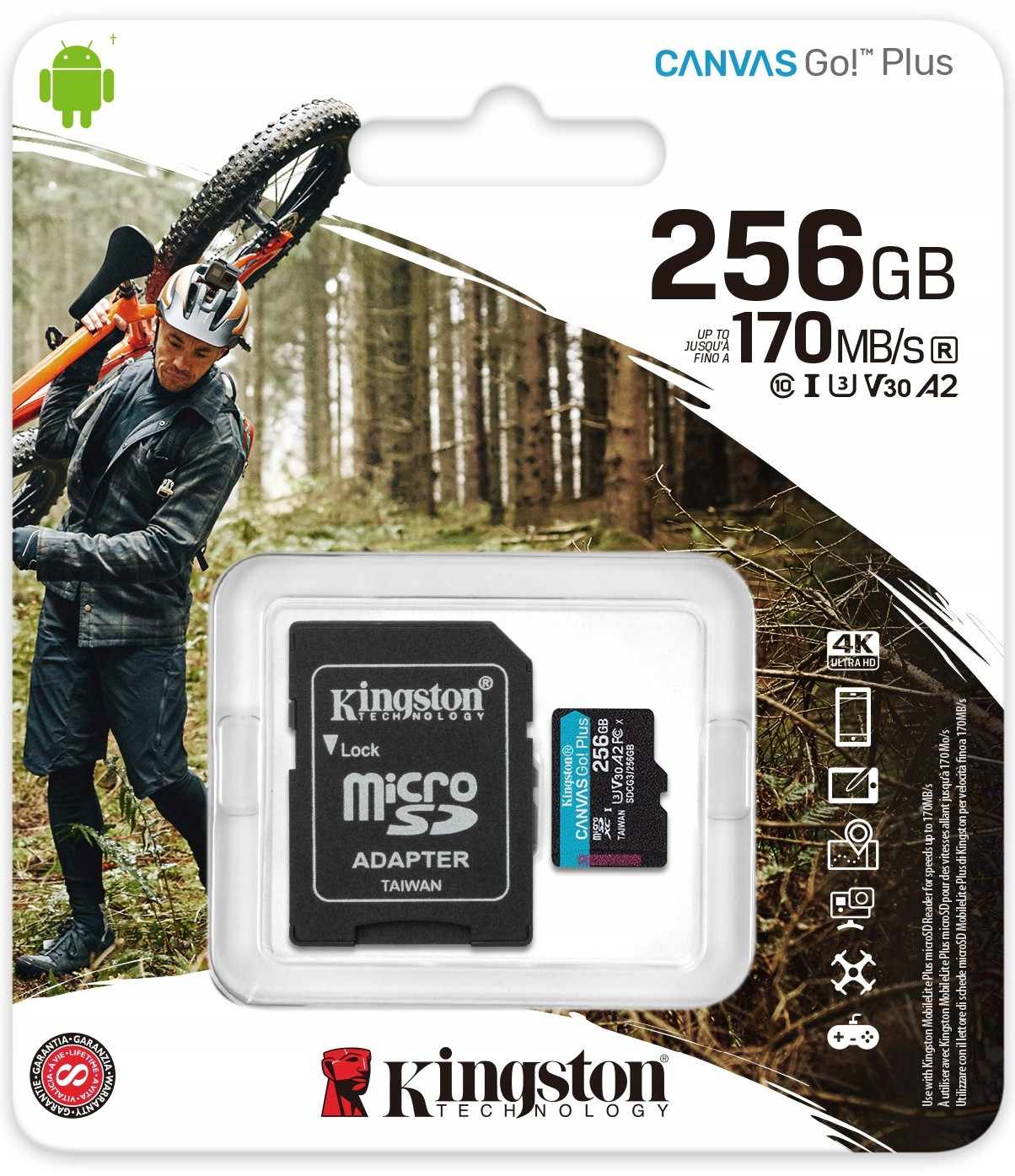 Paměťová karta micro Sd Sdxc 256GB Kingston Go! Plus 170MB/S Pro Dron Kamery