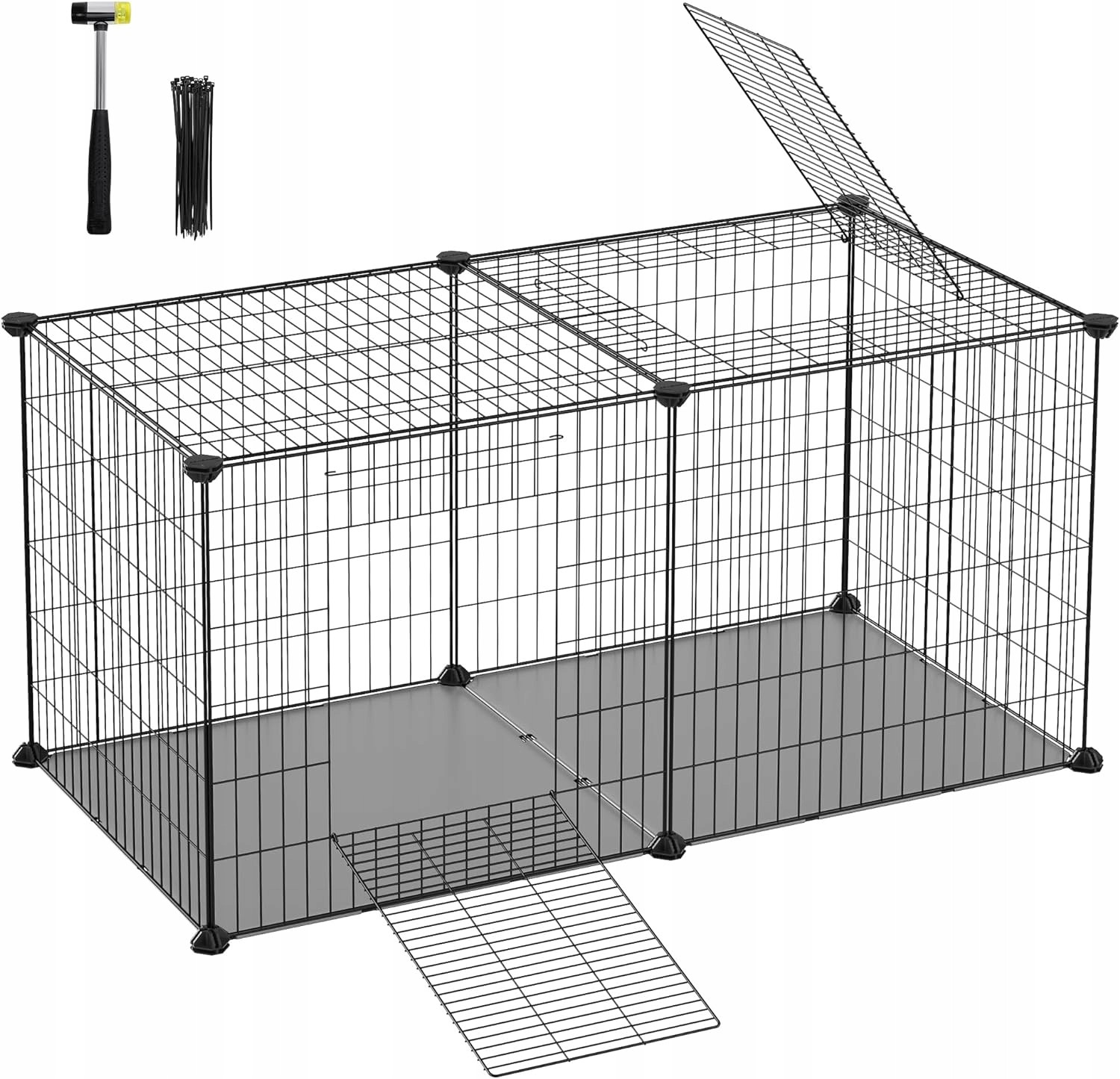 Songmics Klec pro malá zvířata, ohrádka, dveře 102 x 51 x 51 cm, černá