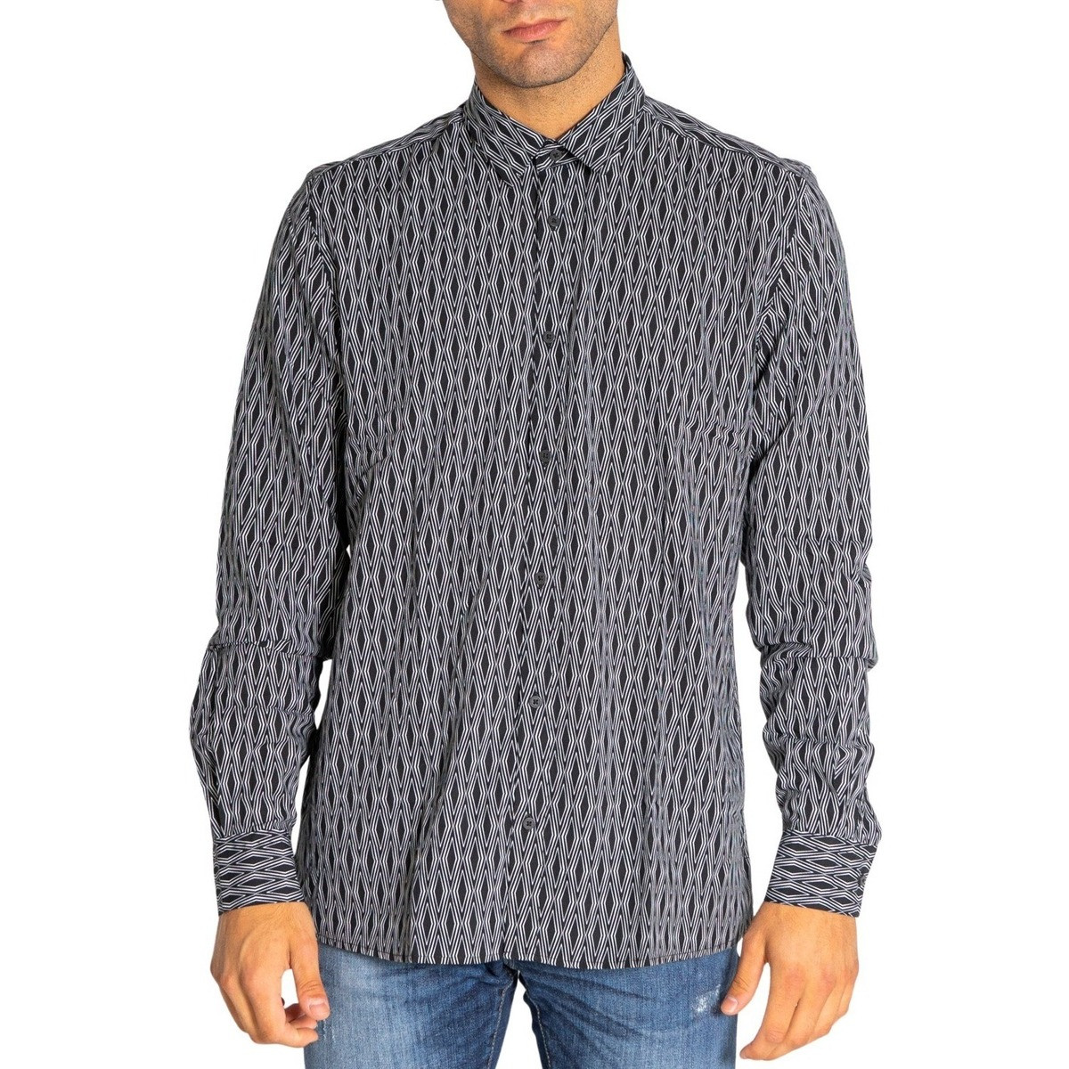 Antony Morato  CAMICIA STRAIGHT FIT IN TESSUT MMSL00614-FA430498  Černá