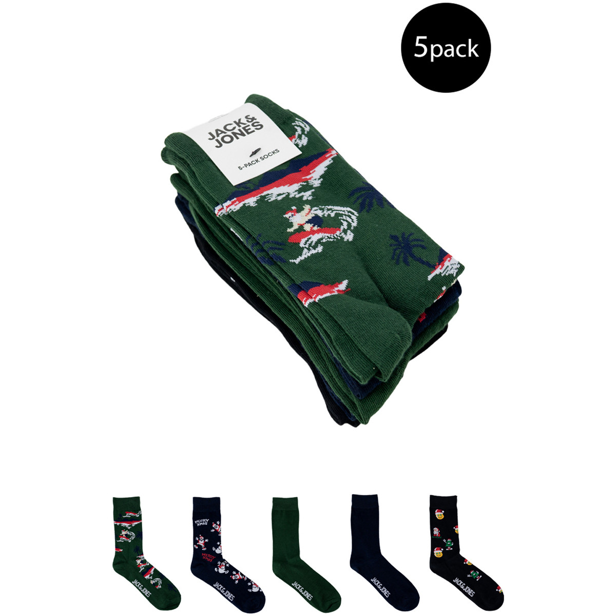 Jack & Jones  JACSURFING SANTA S SOCKS 5 PACK - 12223927  Modrá