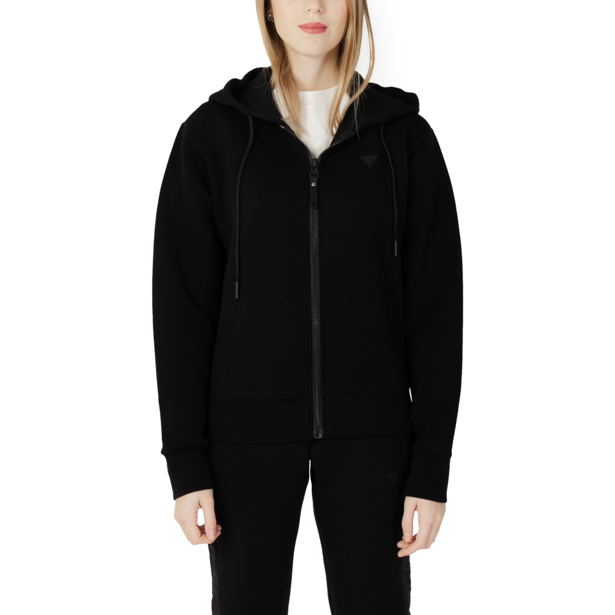 Guess  ALLIE SCUBA HOODIE ZIP SWEATSH V3RQ11K7UW2  Černá