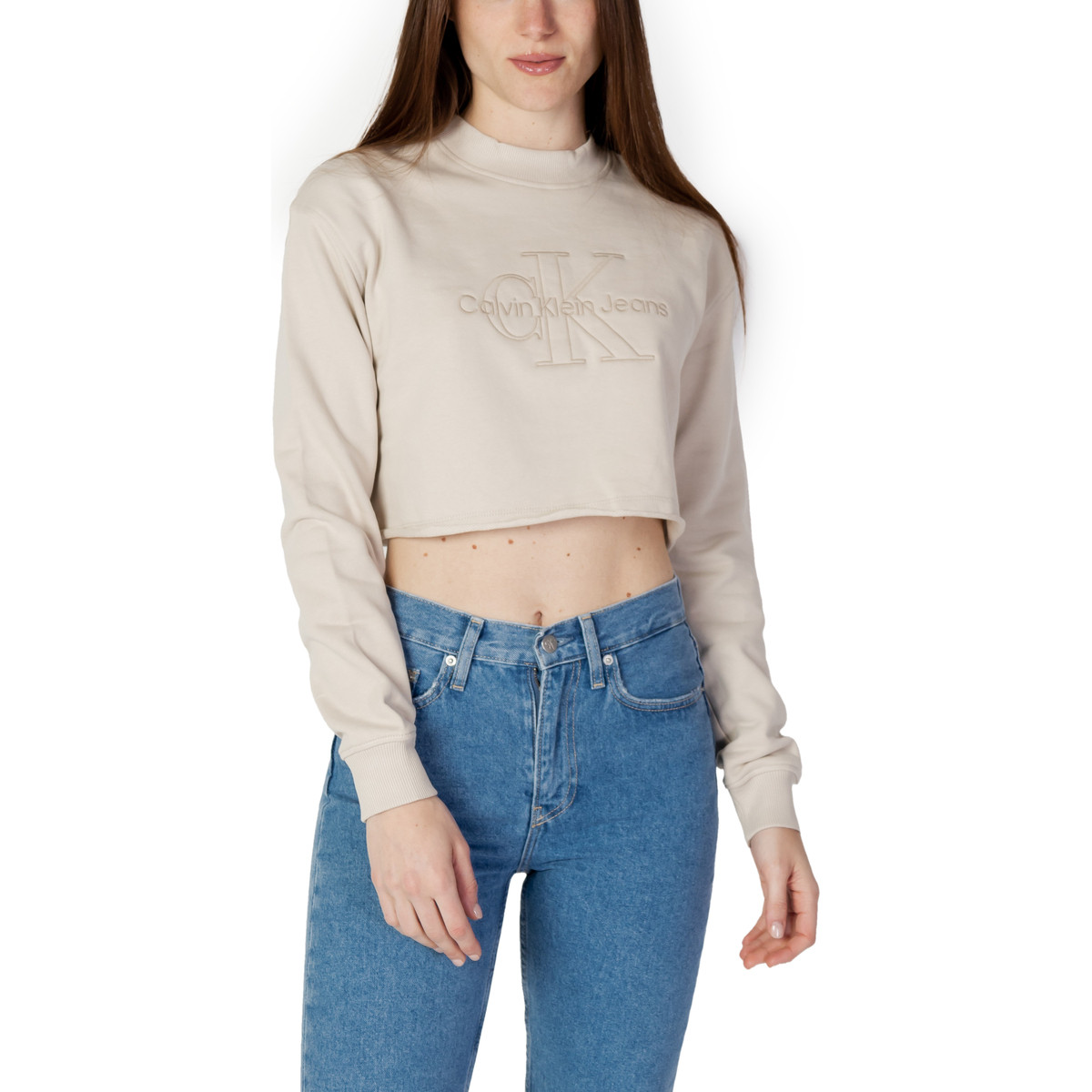 Calvin Klein Jeans  EMBROIDERED MONOLOGO CROP J20J220696  Béžová